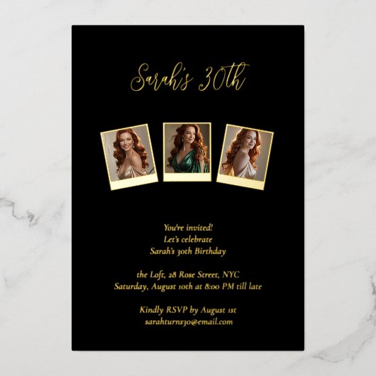 Fotocollage mijlpaal verjaardag folie uitnodiging (Voorkant)