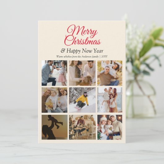 Fotocollage Minimal Simple Modern Christmas Kaart (Staand voorkant)