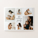 Fotocollage | Minimalistisch kerstcadeau Legpuzzel<br><div class="desc">Verander je favoriete familieherinneringen in een leuke herinnering met deze gepersonaliseerde foto collage puzzel. Met een moderne lay-out met zes foto's en een elegant script, maakt deze aangepaste puzzel een uniek vakantiegeschenk, gezinsactiviteit of oprechte herinnering voor geliefden. Perfect voor Kerstmis, verjaardagen, of gewoon het vieren van speciale momenten. Deze puzzel...</div>