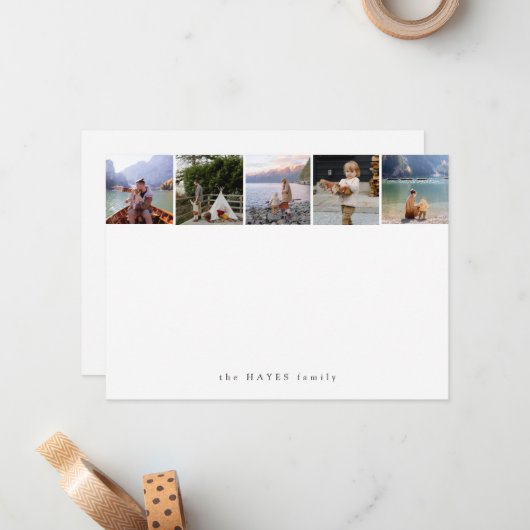 Fotocollage minimalistisch zuiver wit notitiekaartje (Voorkant / Achterkant in situ)