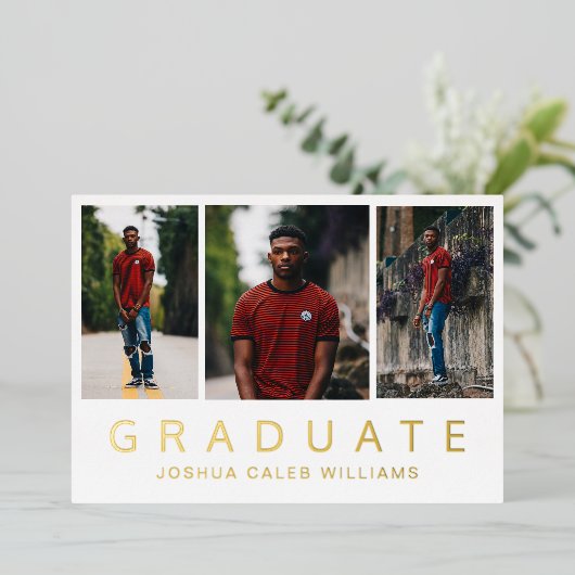 Fotocollage Modern Afstuderen Aankondiging (Staand Voorkant)