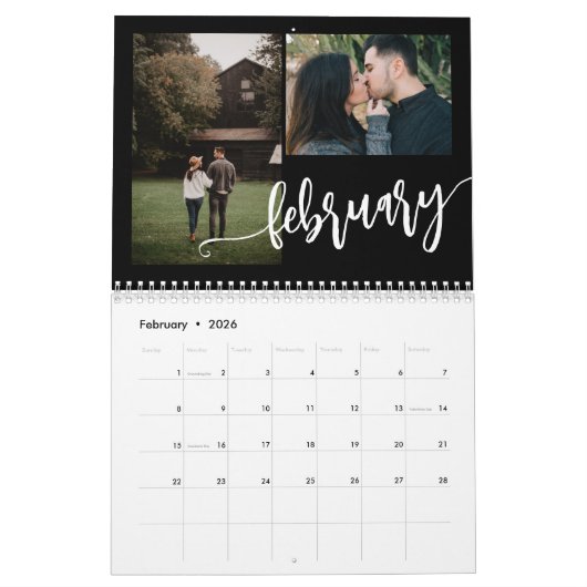 Fotocollage modern creëer uw eigen sjabloon kalender (Feb 2026)