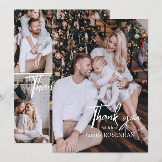 Fotocollage Modern Elegant 5 foto's Bedankt  (Voorkant / Achterkant)