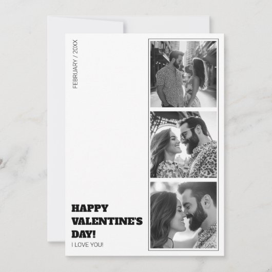 Fotocollage Modern Zwart-Wit Valentijn Feestdagenkaart (Voorkant)