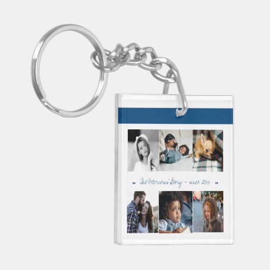 Fotocollage moderne chique familie aandenken sleutelhanger (Voorkant Links)
