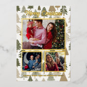 Fotocollage moderne kerstbomen folie feestdagenkaart (Voorkant)