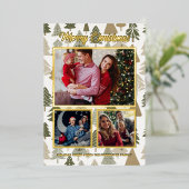 Fotocollage moderne kerstbomen folie feestdagenkaart (Staand Voorkant)