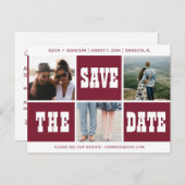 Fotocollage moderne typografie bewaar datum bruilo aankondigingskaart (Voorkant / Achterkant)