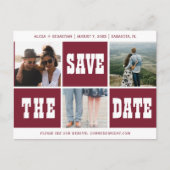 Fotocollage moderne typografie bewaar datum bruilo aankondigingskaart (Voorkant)