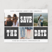 Fotocollage moderne typografie save date bruiloft aankondigingskaart (Voorkant)