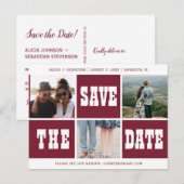 Fotocollage moderne typografie save date bruiloft aankondigingskaart (Voorkant / Achterkant)