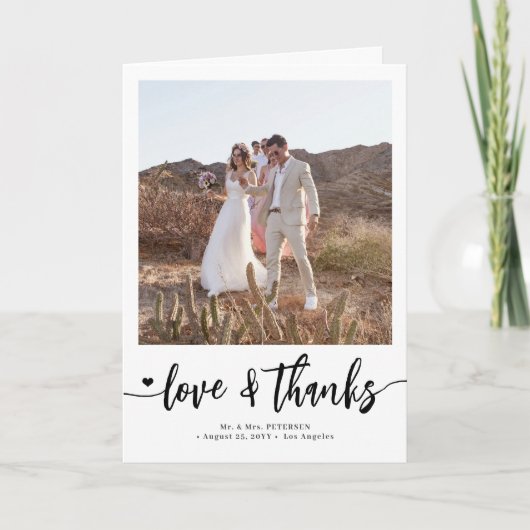 Fotocollage moderne zwart-wit bruiloft bedankkaart (Voorkant)