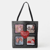 Fotocollage moeder zwarte polka dot rood hart tote bag (Voorkant)
