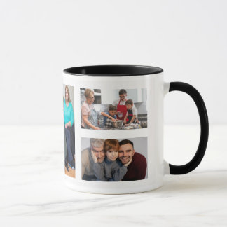 Fotocollage mok, Aangepaste 5 foto koffie cadeau C Mok