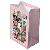 Fotocollage monogram gebogen hoeken knipperen roze medium cadeauzakje (Achterkant Gekanteld)