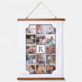 Fotocollage monogram gebogen hoeken wit hangend wandkleed (Voorkant)