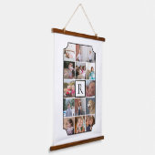 Fotocollage monogram gebogen hoeken wit hangend wandkleed (Gebogen)
