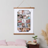 Fotocollage monogram gebogen hoeken wit hangend wandkleed (Slaapkamer)