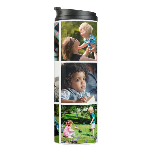 Fotocollage monogram gepersonaliseerd in moderne thermosbeker (Geroteerd rechts)