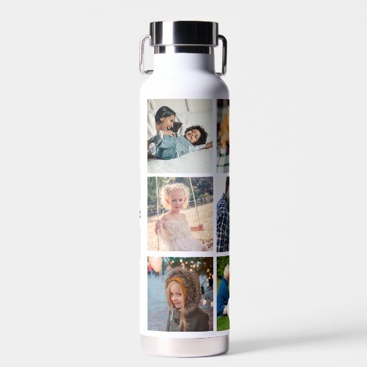 Fotocollage monogram gepersonaliseerd in moderne waterfles (Voorkant)