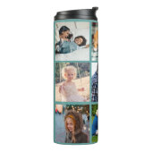 Fotocollage monogram gepersonaliseerd modern groen thermosbeker (Gedraaid links)