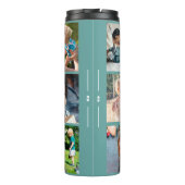 Fotocollage monogram gepersonaliseerd modern groen thermosbeker (Achterkant)