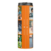 Fotocollage monogram gepersonaliseerd modern oranj thermosbeker (Achterkant)