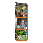Fotocollage monogram gepersonaliseerd modern oranj thermosbeker (Geroteerd rechts)