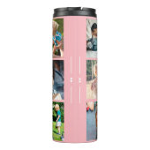 Fotocollage monogram gepersonaliseerd modern roze thermosbeker (Achterkant)