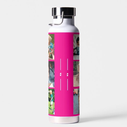 Fotocollage monogram gepersonaliseerd modern roze waterfles (Rechts)