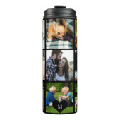 Fotocollage monogram gepersonaliseerd modern zwart thermosbeker (Voorkant)