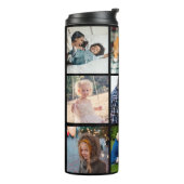 Fotocollage monogram gepersonaliseerd modern zwart thermosbeker (Gedraaid links)