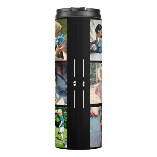 Fotocollage monogram gepersonaliseerd modern zwart thermosbeker (Achterkant)