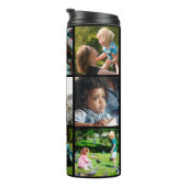 Fotocollage monogram gepersonaliseerd modern zwart thermosbeker (Geroteerd rechts)