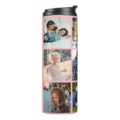 Fotocollage monogram gepersonaliseerde moderne blu thermosbeker (Gedraaid links)