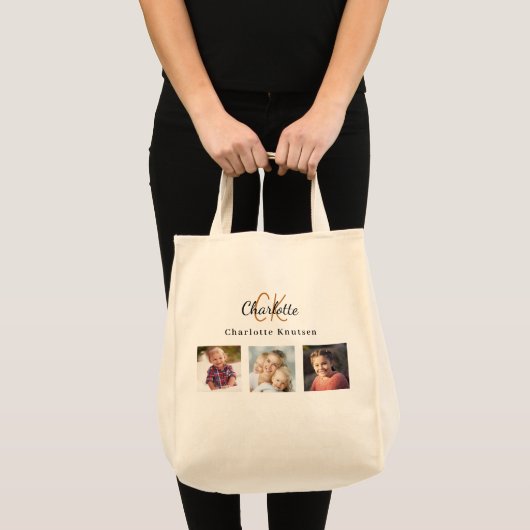 Fotocollage monogram initialen tote bag (Voorkant (product))