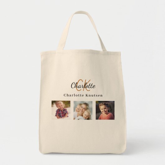 Fotocollage monogram initialen tote bag (Voorkant)