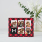 Fotocollage - Monogram Red Black Buffalo Pset Briefkaart (Staand voorkant)