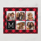 Fotocollage - Monogram Red Black Buffalo Pset Briefkaart (Voorkant)