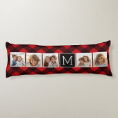Fotocollage - Monogram Red Black Buffalo Pset Lichaamskussen (Achterkant)