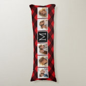 Fotocollage - Monogram Red Black Buffalo Pset Lichaamskussen (Voorkant Verticaal)