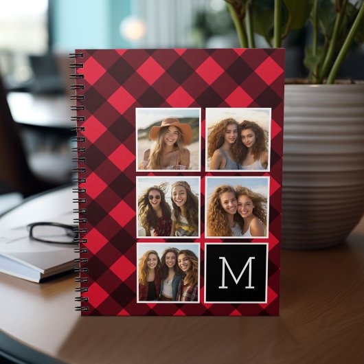 Fotocollage - Monogram Red Black Buffalo Pset Notitieboek