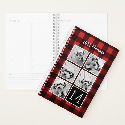 Fotocollage - Monogram Red Black Buffalo Pset Planner (Display)