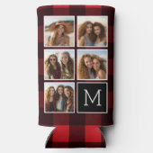 Fotocollage - Monogram Red Black Buffalo Pset Seltzer Blikjeskoeler (Achterkant)