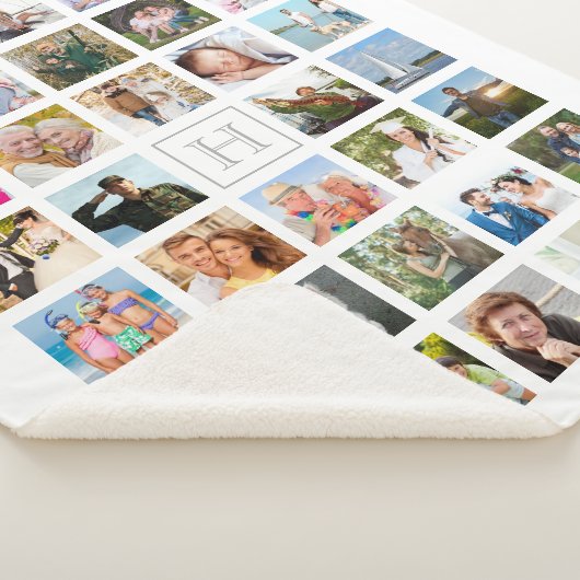 Fotocollage Monogram Wit Grijs Sherpa Deken (3/4)