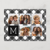 Fotocollage - Monogram Wit Zwart Buffalo Plaid Briefkaart (Voorkant)