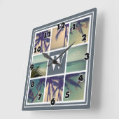 Fotocollage muurklok met aangepaste naam monogram vierkante klok (Hoek)