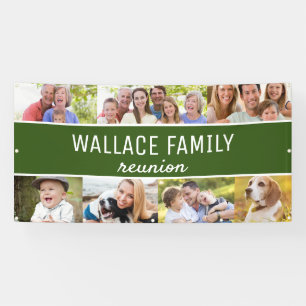 Fotocollage Naam Familie Reunion Groen Custom Spandoek