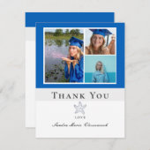 Fotocollage Nautical Navy Blue Zeesterren afstuder Bedankkaart (Voorkant / Achterkant)