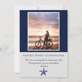 Fotocollage Nautical Starfish Navy afstuderen Aankondiging (Achterkant)